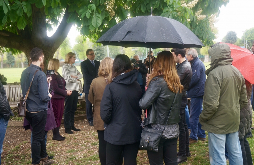 Mary Macleod and Amber Rudd with Chiswick residents