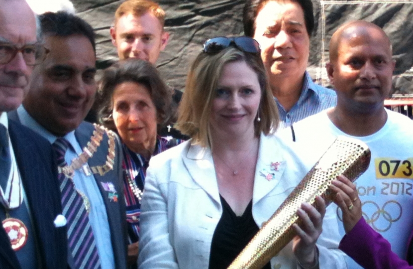 Mary Macleod with the Olympic Torch in Hounslow