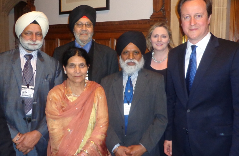 Mary with the Prime Minister and representatives from the Hounslow Gurdwara 