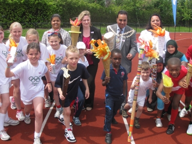 Mary Macleod at Hounslow Schools Olympic Torch Relay